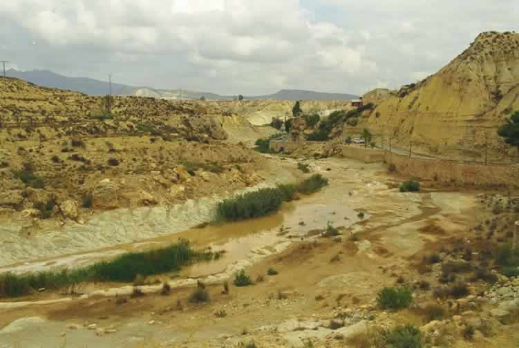 Pendiente del cauce basculada hacia la margen izquierda (R&iacute;o Mula)
